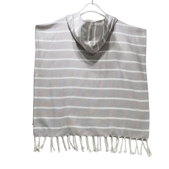 ZESTT Striped Organic Cotton Hooded Poncho With Tassels By Zestt Organics Big Ki - Picture 3 of 7